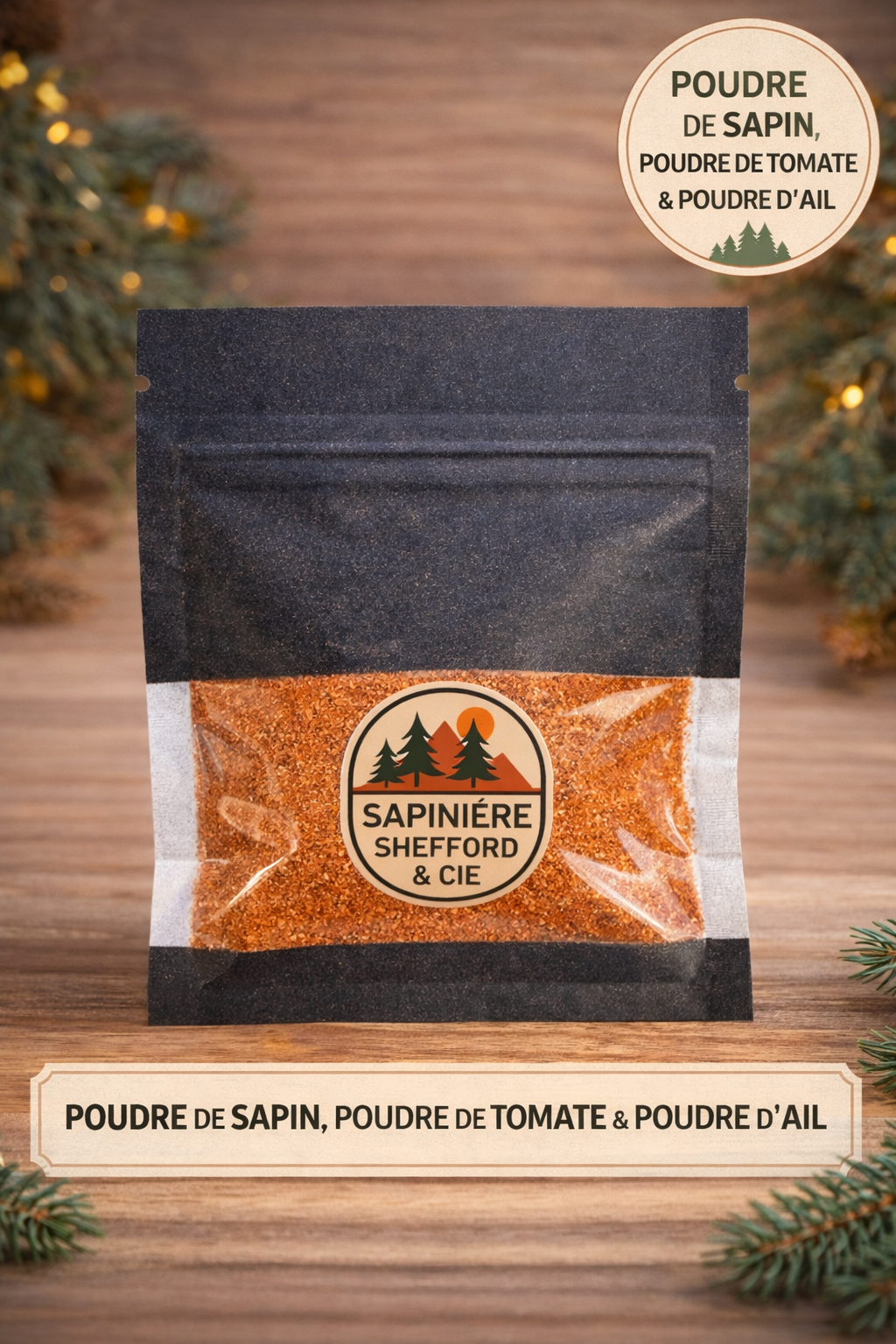 Aromate de poudre de sapin, tomate et ail